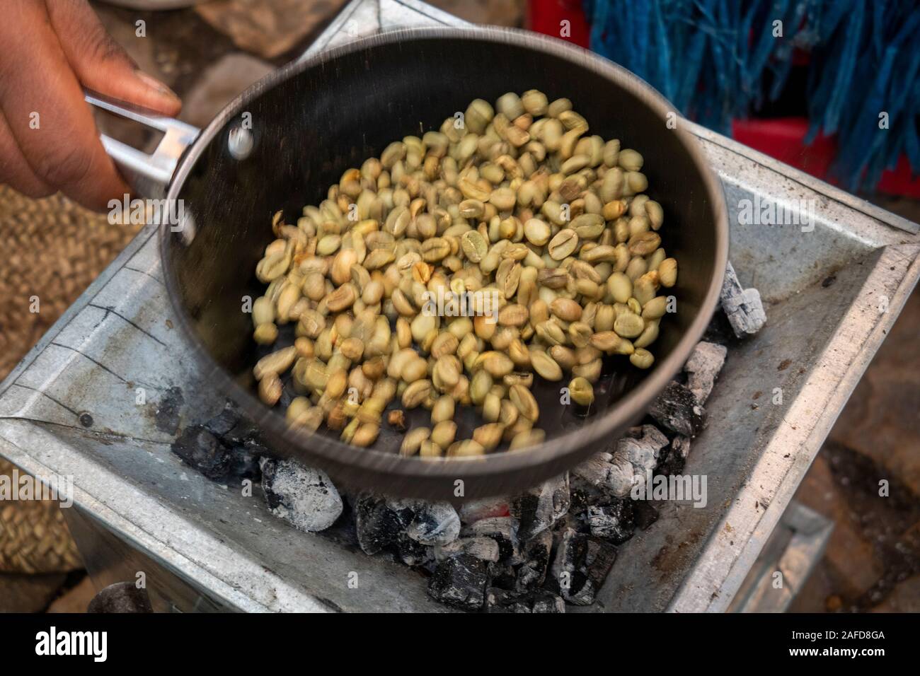 Ethiopia, Tigray, Enticho, traditional buna coffee making ceremony