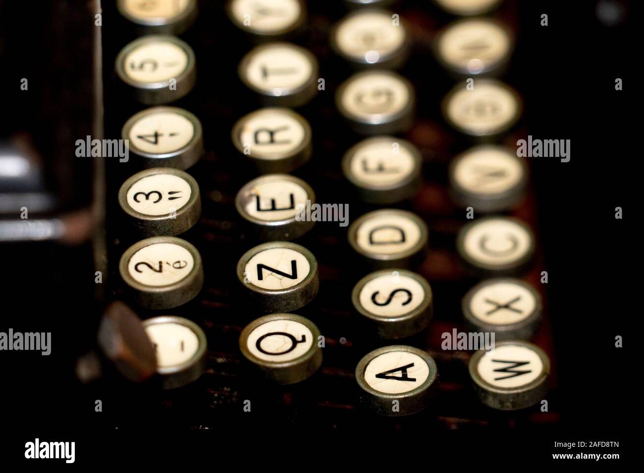 old typewriter rusted and dust covered detail Stock Photo
