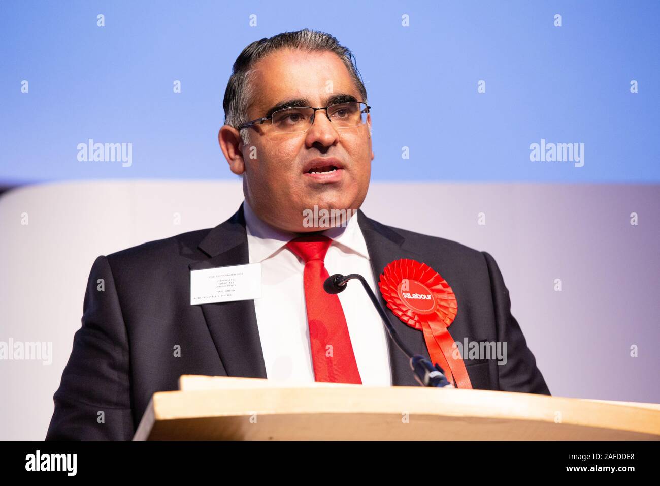 Pictured MP Tahir Ali after winning the Hall Green Birmingham seat at the 2019 general election. Tahir replaced Roger Godsiff as the Labour candidate. Stock Photo