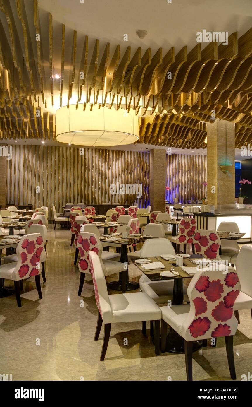 beautiful restaurant interior design with table seating and lighting ...