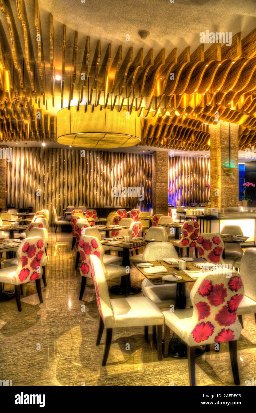 beautiful restaurant interior design with table seating and lighting ...