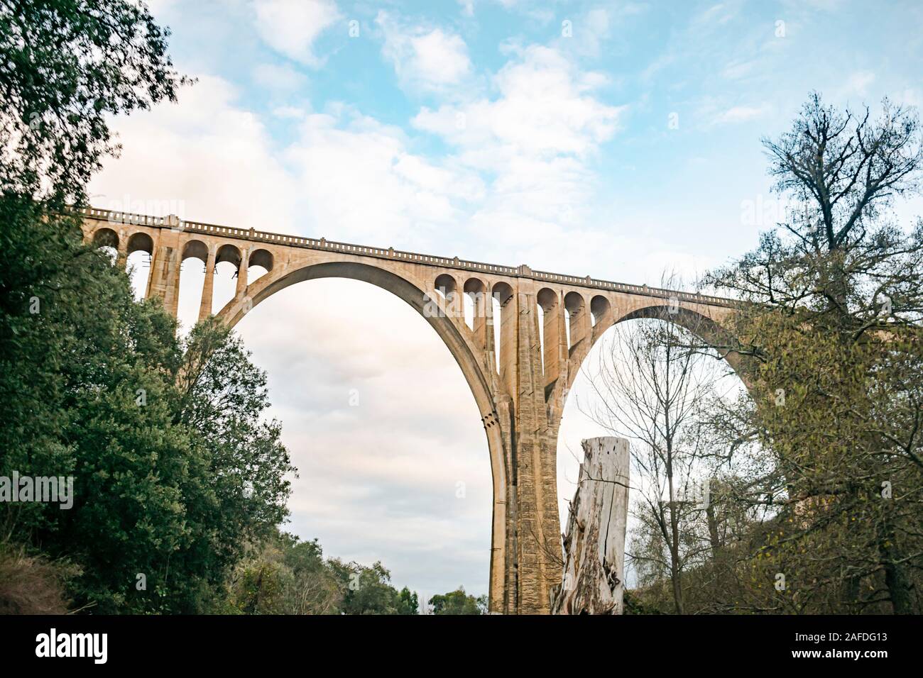 Large bridge with several eyes in each arch to reinforce its structure and sustainability Stock Photo