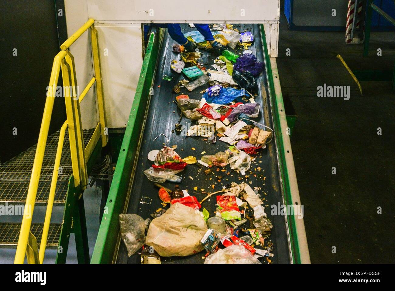 Equipment for waste sorting. Waste management concept. Garbage processing plant. Industry and