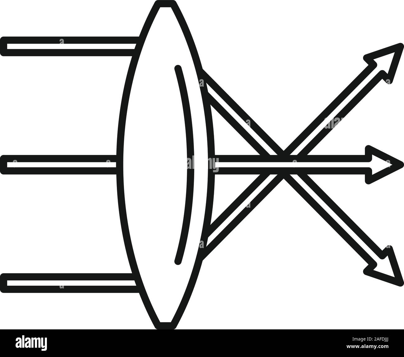 Lenses physics icon. Outline lenses physics vector icon for web design