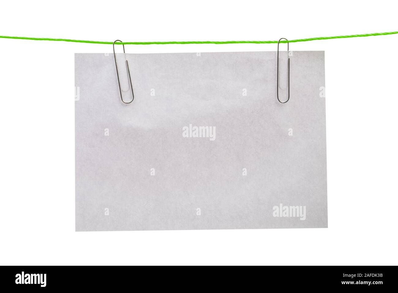 Blank advertising paper in plastic file hang on clip with clipping path