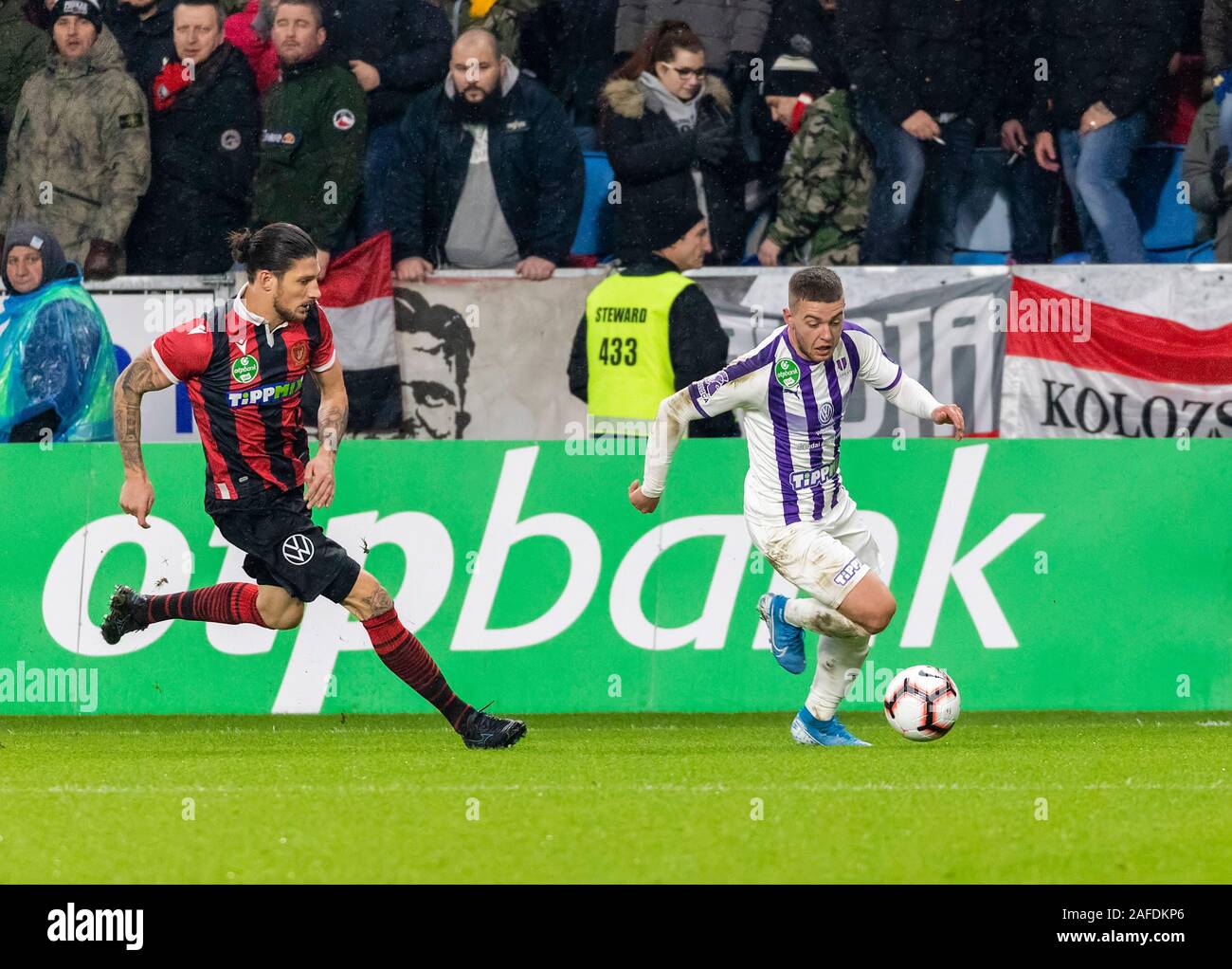 BUDAPEST, HUNGARY - JUNE 20: (l-r) Obinna Nwobodo of Ujpest FC