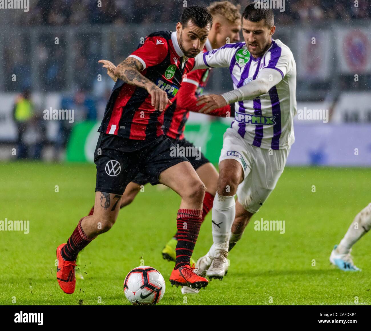 BUDAPEST, HUNGARY - JUNE 20: (l-r) Obinna Nwobodo of Ujpest FC