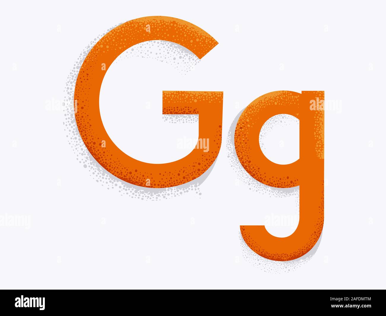 Illustration of Decorative Alphabet with Capital and Small Letter G and Dust Particle Effect Stock Photo