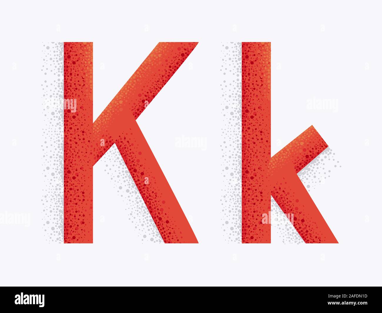 Illustration of Decorative Alphabet with Capital and Small Letter K and Dust Particle Effect Stock Photo
