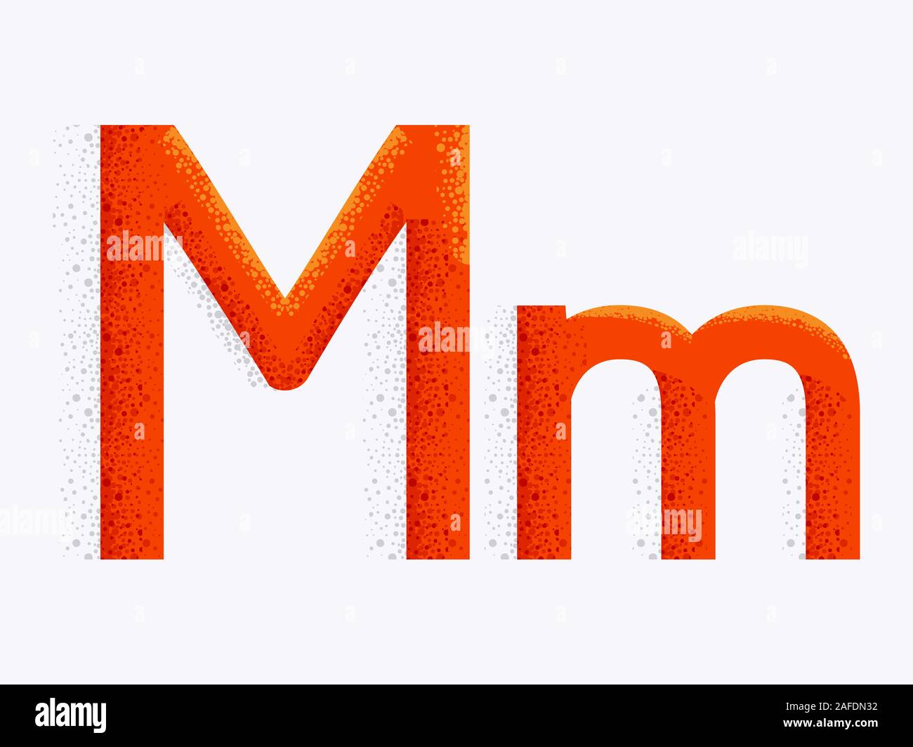 Illustration of Decorative Alphabet with Capital and Small Letter M and Dust Particle Effect Stock Photo