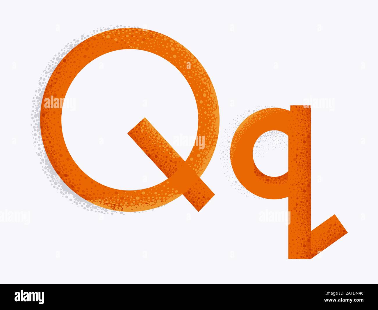 Illustration of Decorative Alphabet with Capital and Small Letter Q and Dust Particle Effect Stock Photo
