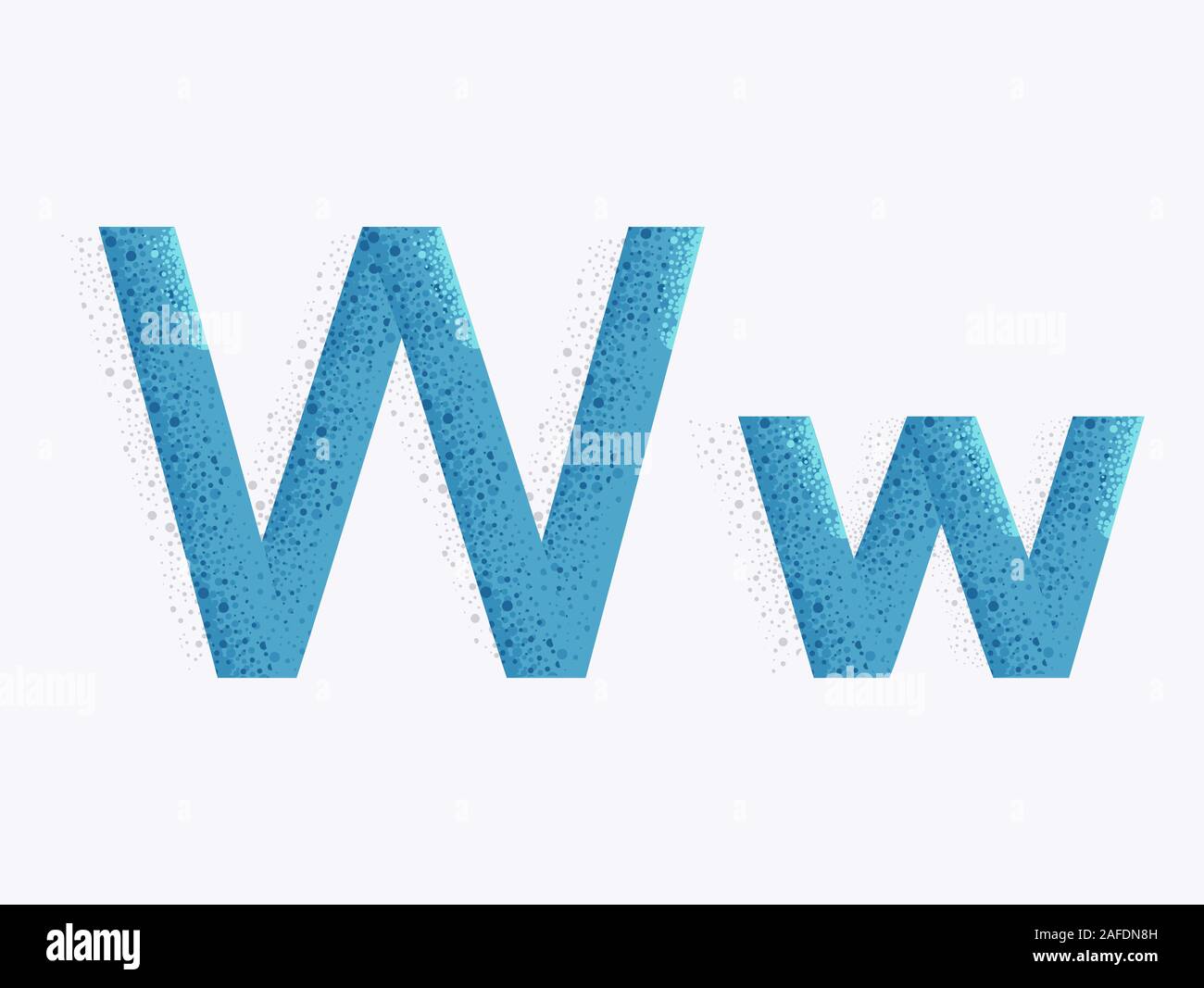 Illustration of Decorative Alphabet with Capital and Small Letter W and Dust Particle Effect Stock Photo