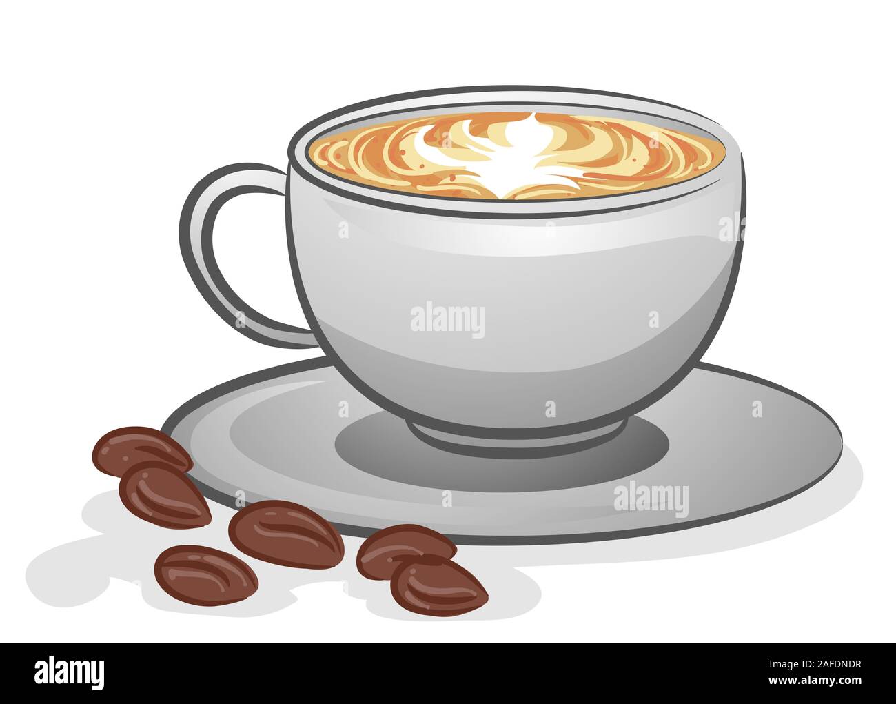 Illustration of a Cup of Cafe Latte and Coffee Beans Stock Photo Alamy