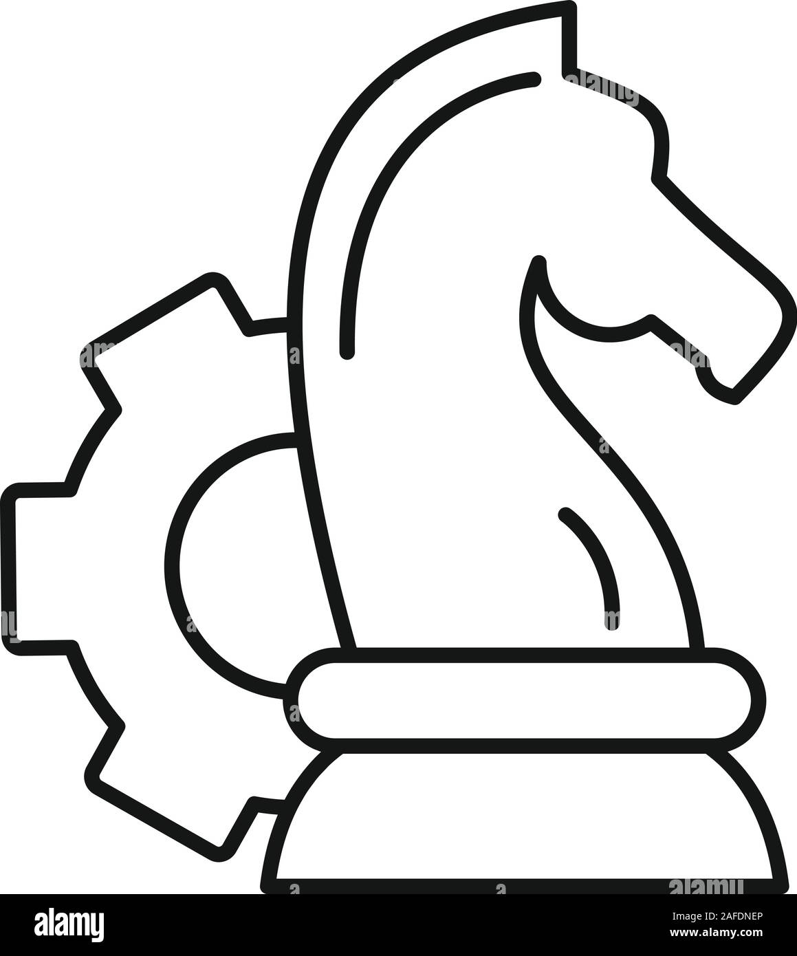 Gear chess horse icon. Outline gear chess horse vector icon for web design isolated on white background Stock Vector