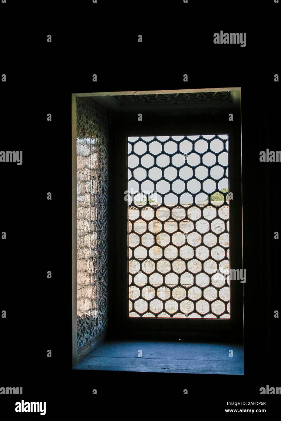 Beautiful barred window at the harem of Topkapi palace in Istanbul Stock Photo