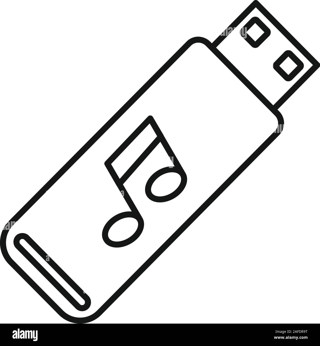 Music usb flash icon. Outline music usb flash vector icon for web design isolated on white background Stock Vector