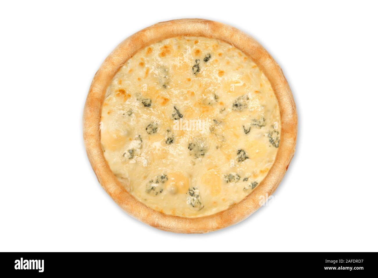 Delicious pizza Four Cheeses with cheddar, Parmesan, mozzarella and