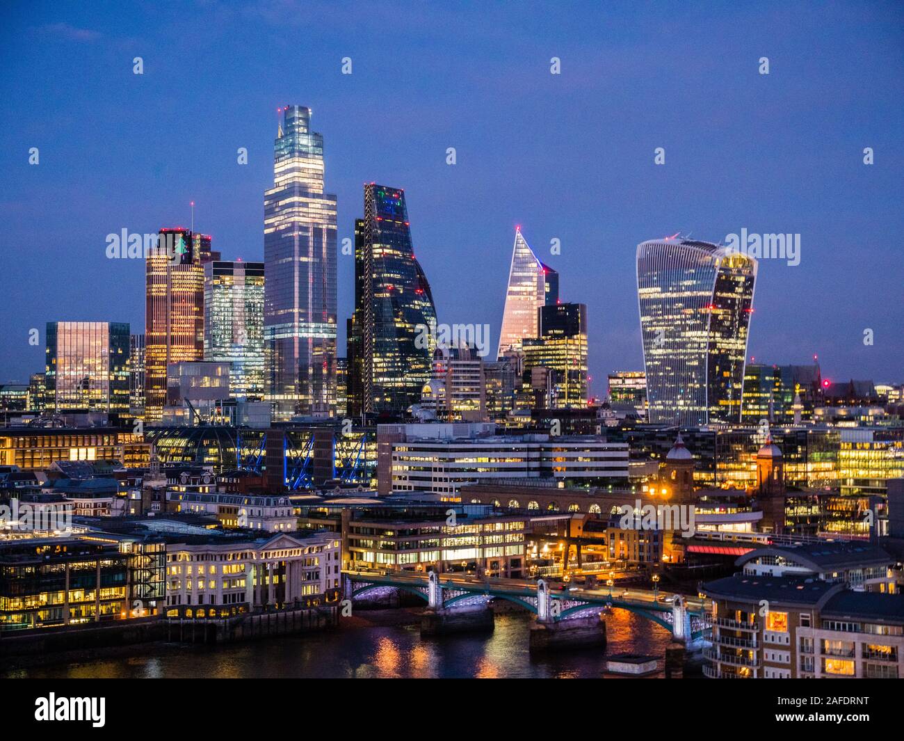 Dramatic Beautiful Landscape, City of London, England's Business Centre, at  Night Time, England, UK, GB Stock Photo - Alamy