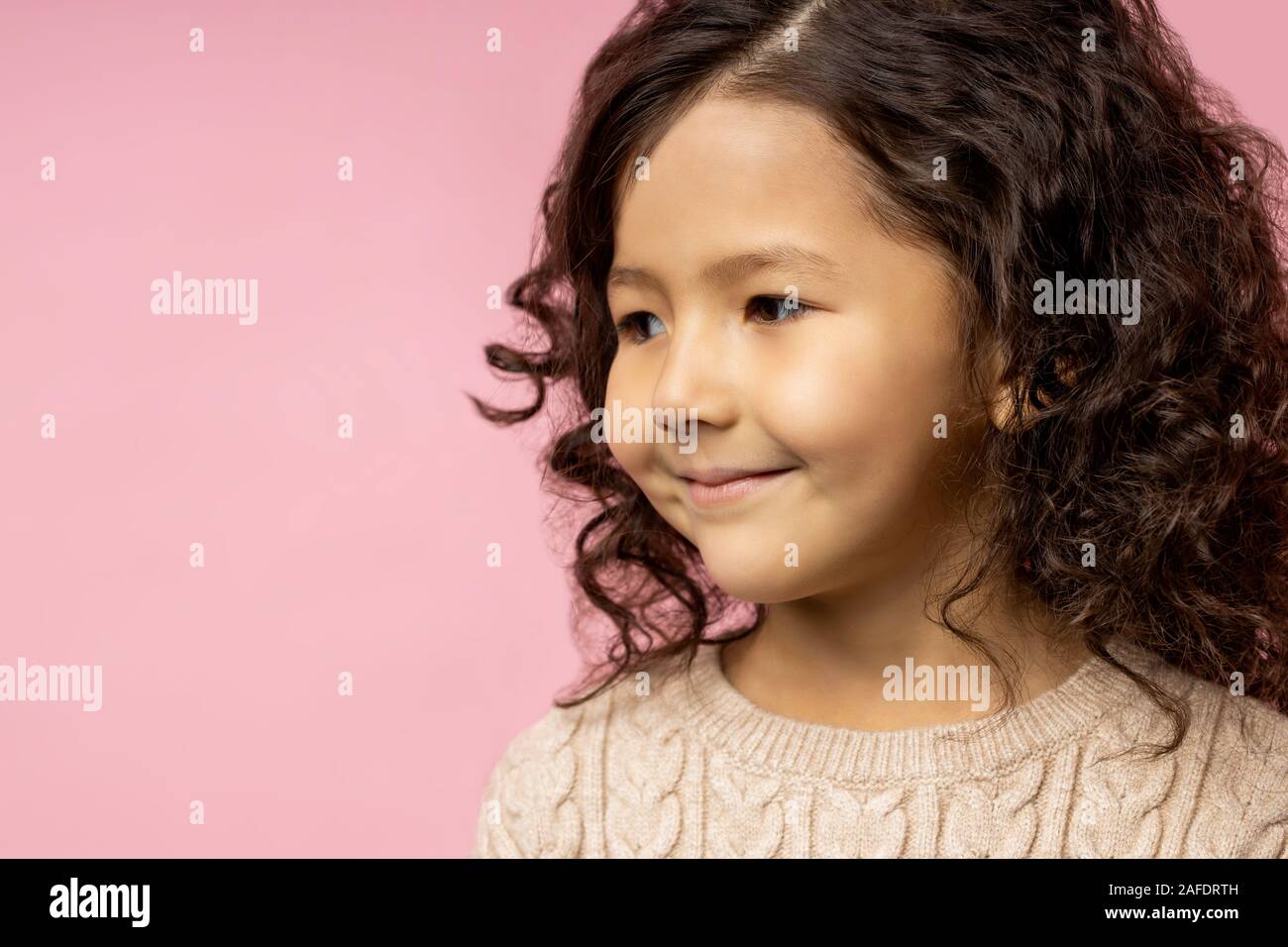 Headshot Closeup Portrait Of Charming Kid Little Girl With