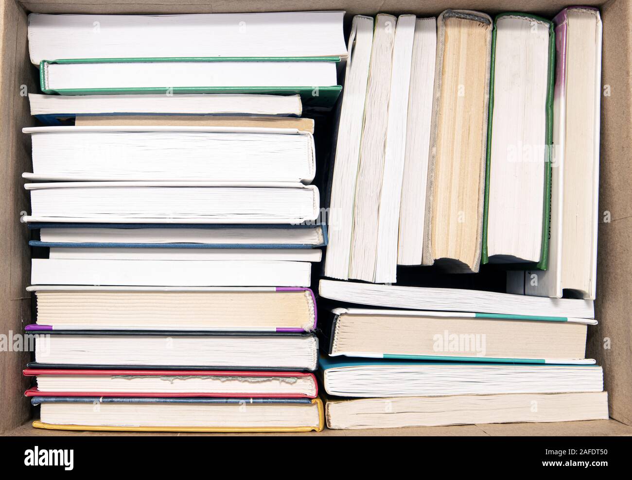 Cardboard Box with Books top View Stock Photo Alamy