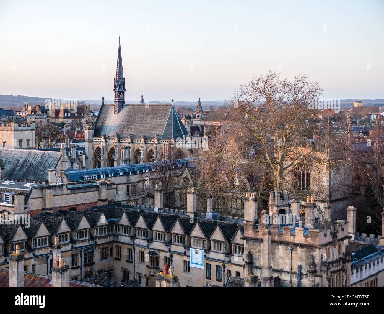 Brasenose College and Spire of Exeter College Chapel, University of Oxford, Oxford, Oxfordshire, England, UK, GB. Stock Photo