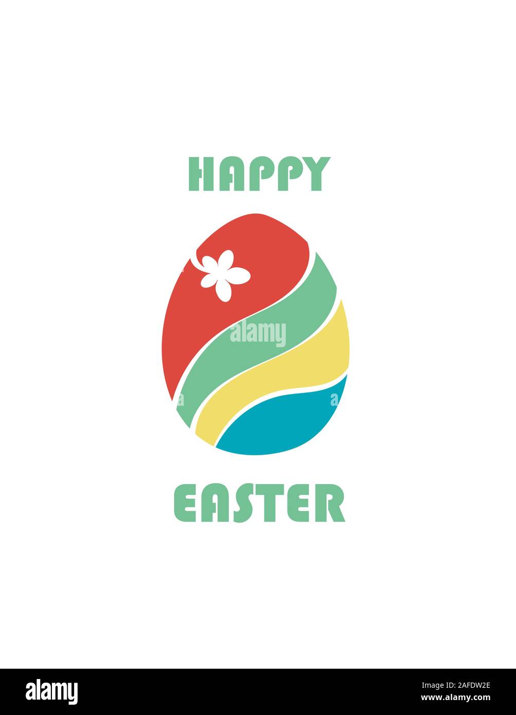 red, green, yellow, blue Easter egg with a flower. Happy Easter. vector. Stock Vector