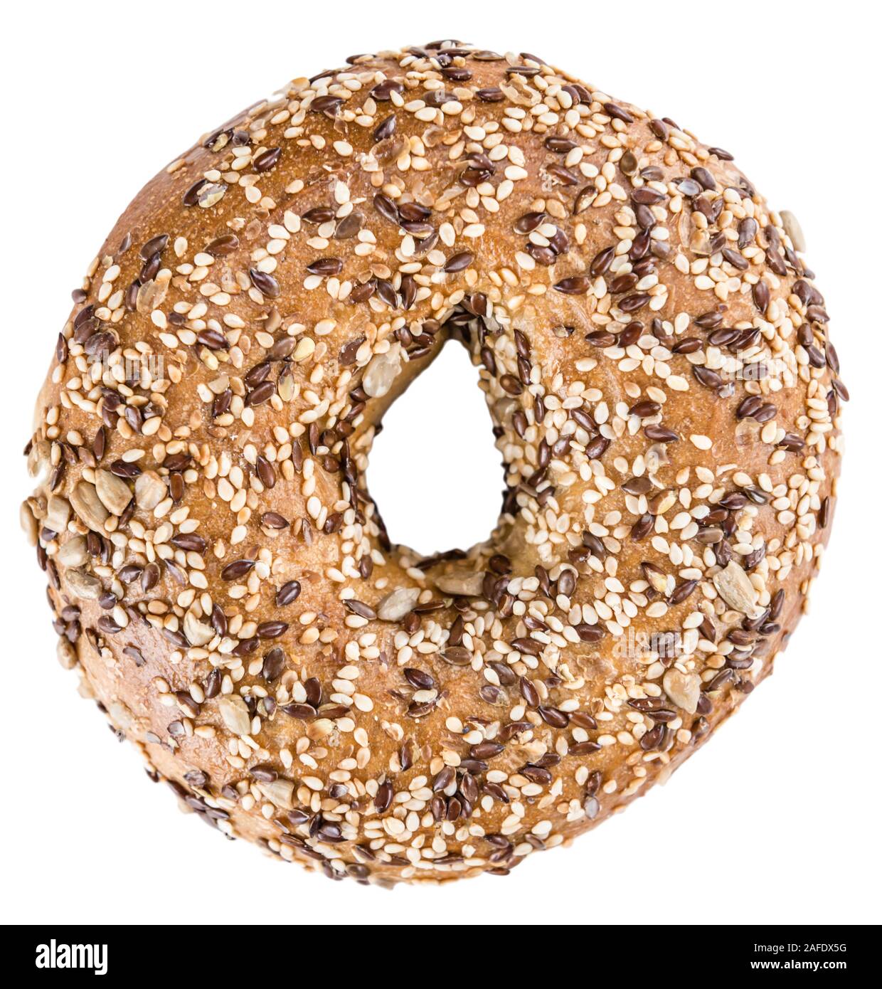 Wholemeal Bagels (selective focus; detailed close-up shot) isolated on white background Stock Photo