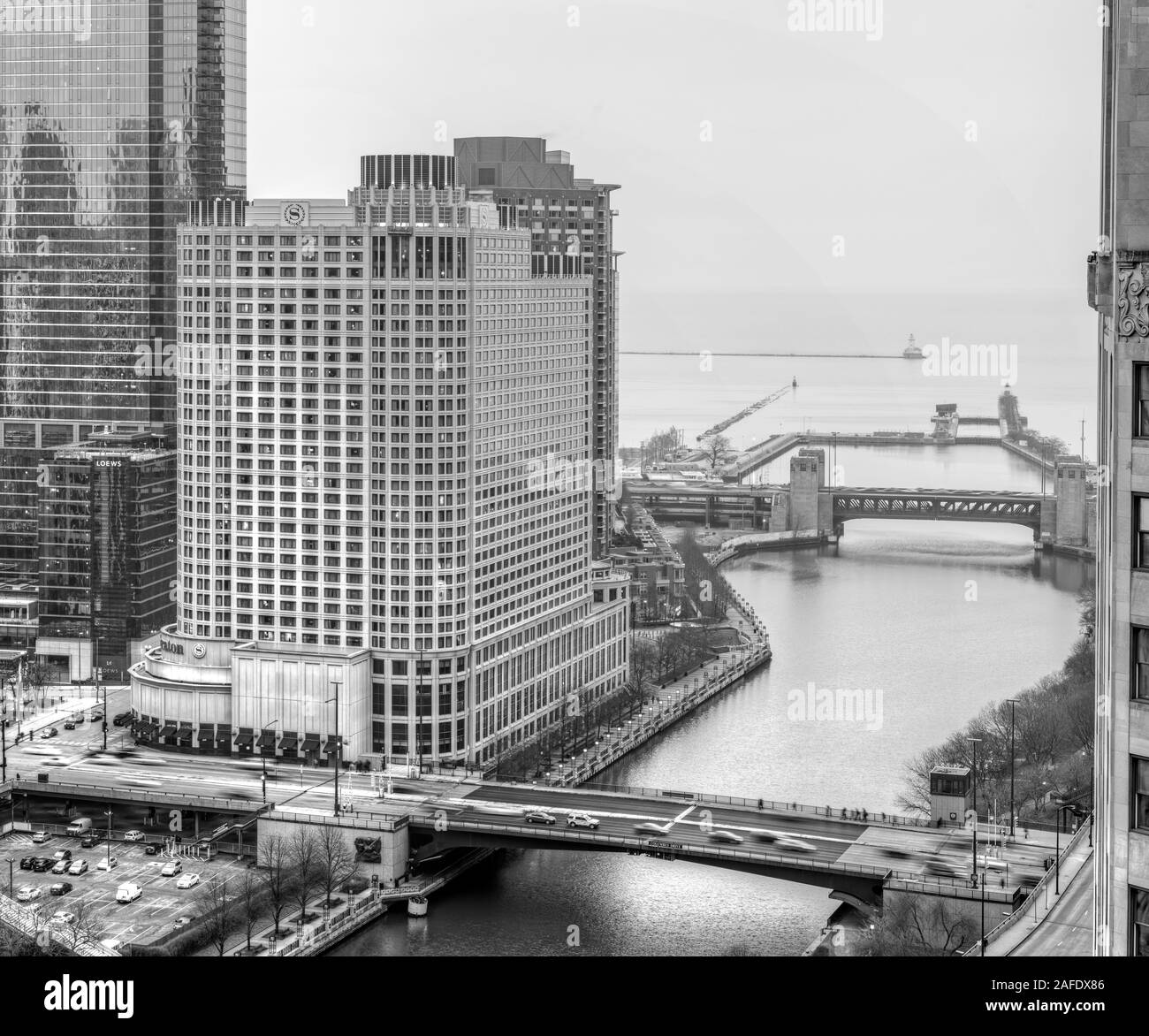 Chicago City Skyline Black White High Resolution Stock Photography and ...