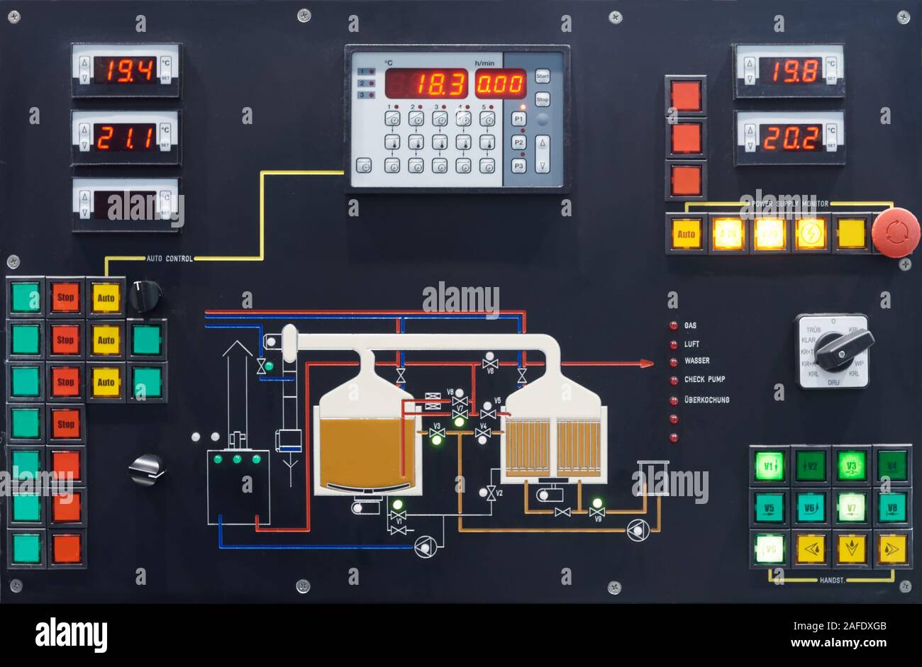 Electronic brewery control display Stock Photo