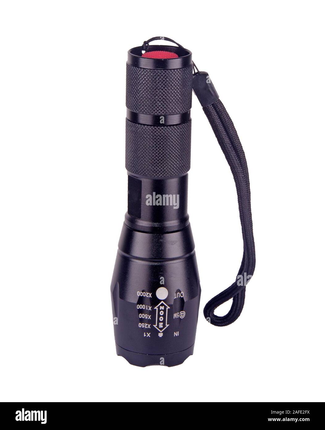 Close up of flashlight isolated on white background Stock Photo