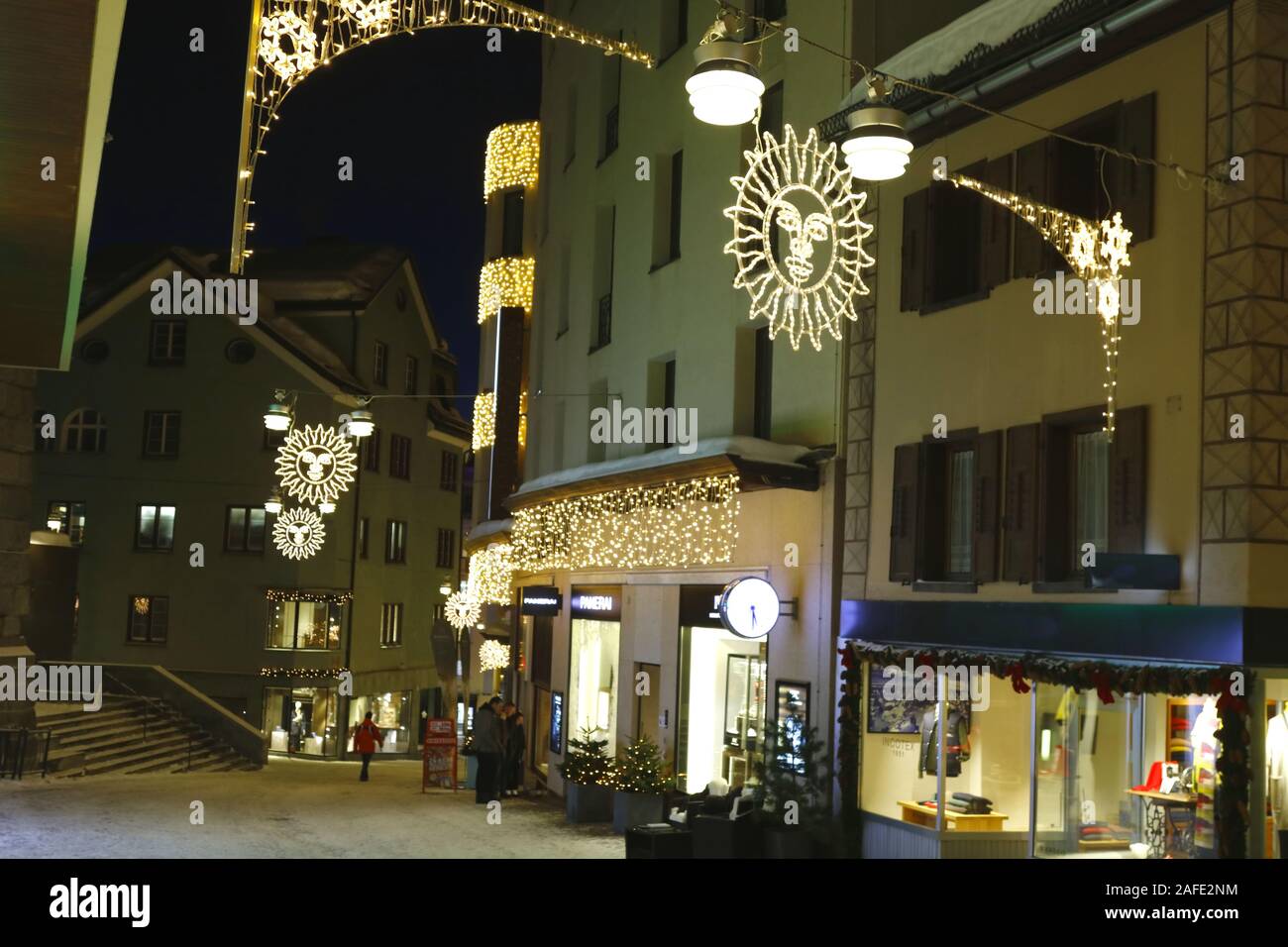 Stimmungsvolle Vorweihnachtszeit in St. Moritz Stock Photo