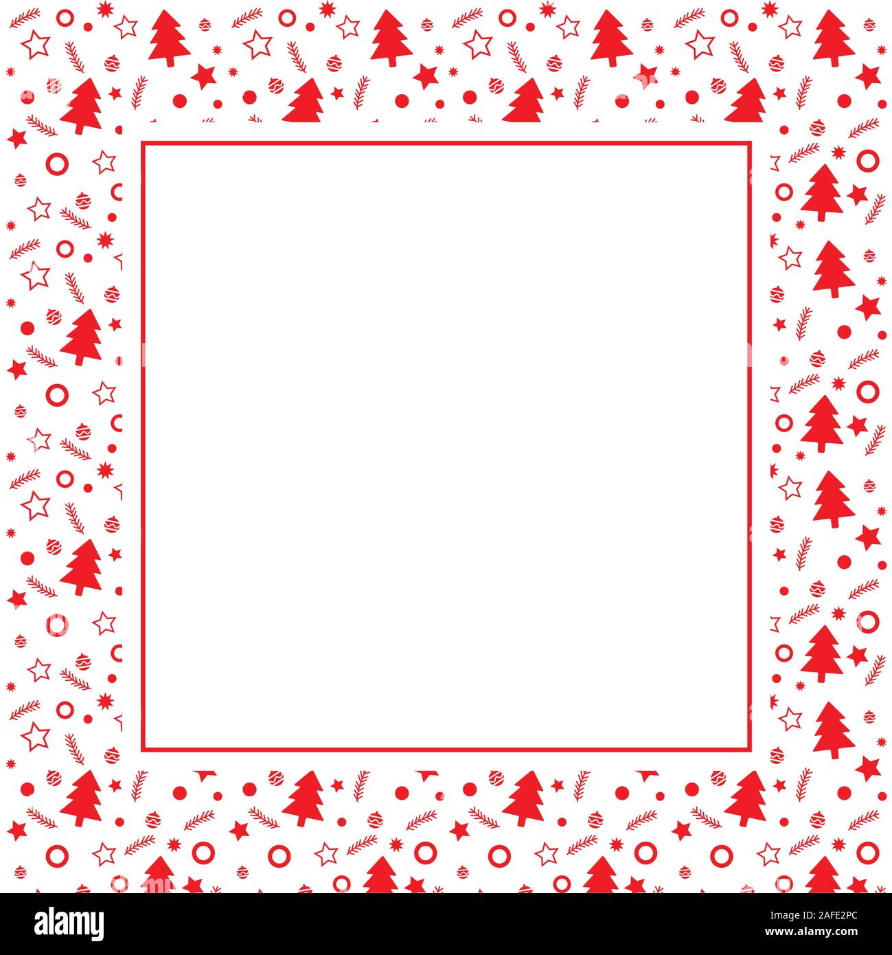 Frame with blank space for text. Border of xmas toys, tree and stars ...