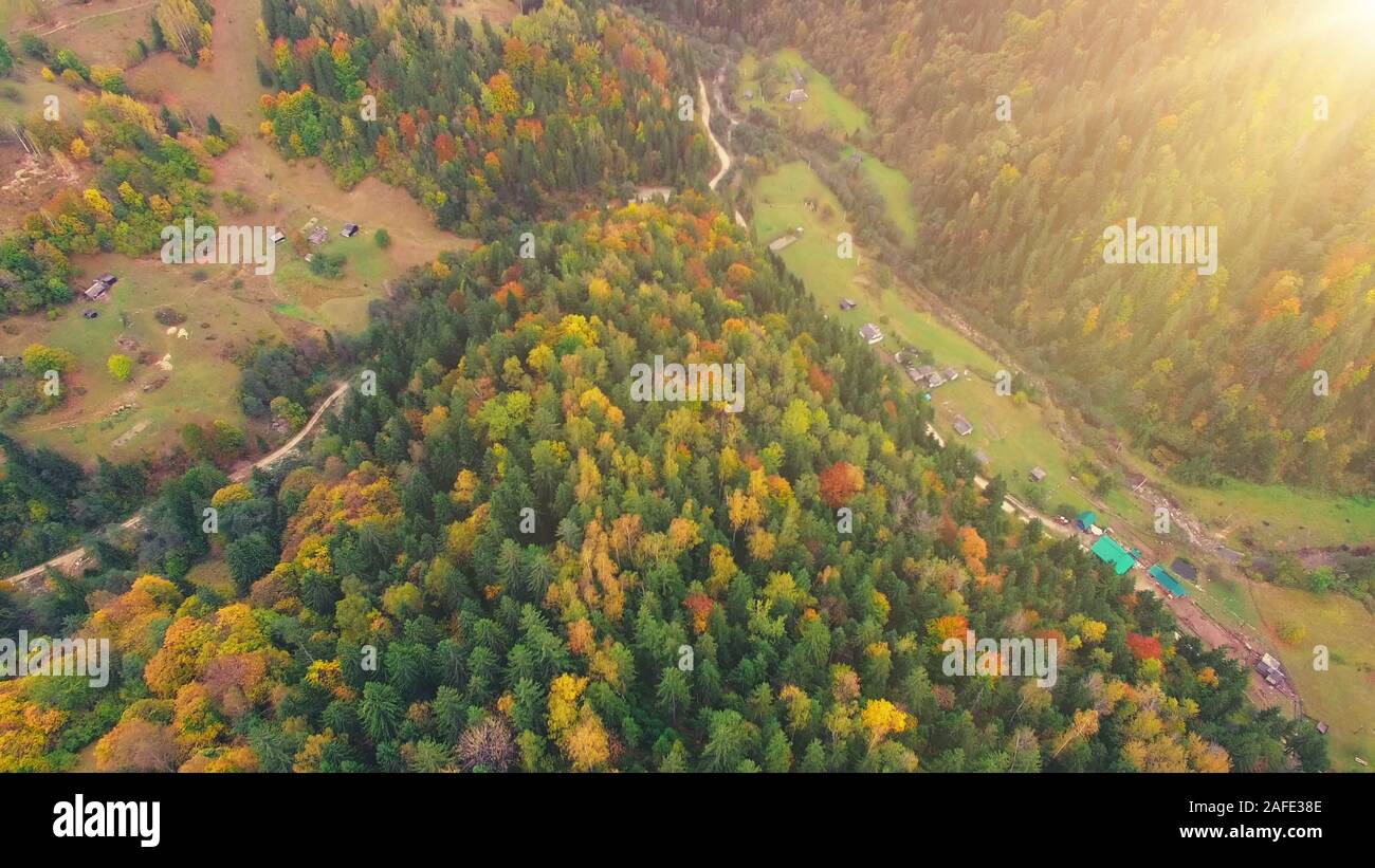 Drone flight over canyon village hi-res stock photography and images ...