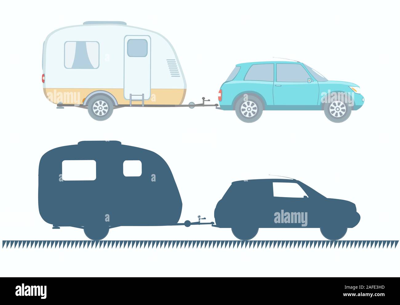 Car with Trailer House isolated on white background Stock Vector Image ...