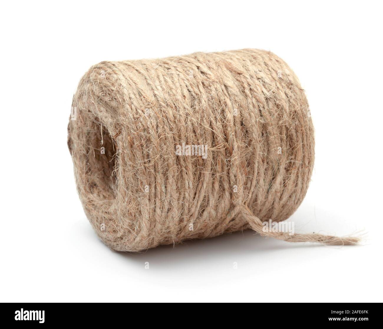 Skein of jute twine isolated on white background Stock Photo