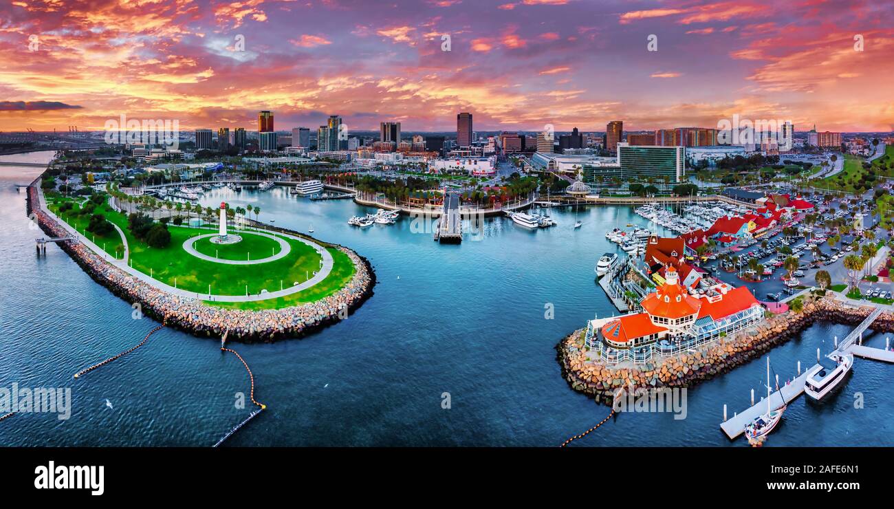 Long Beach City Panorama Los Angeles Stock Photo