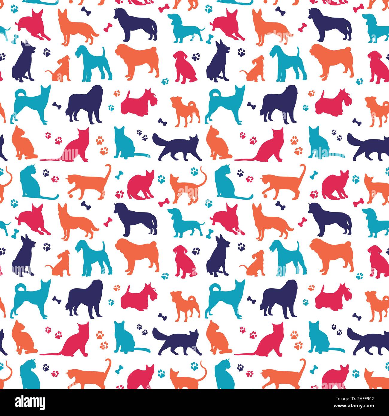 Seamless pattern of nicecolors cats background illustration Stock ...