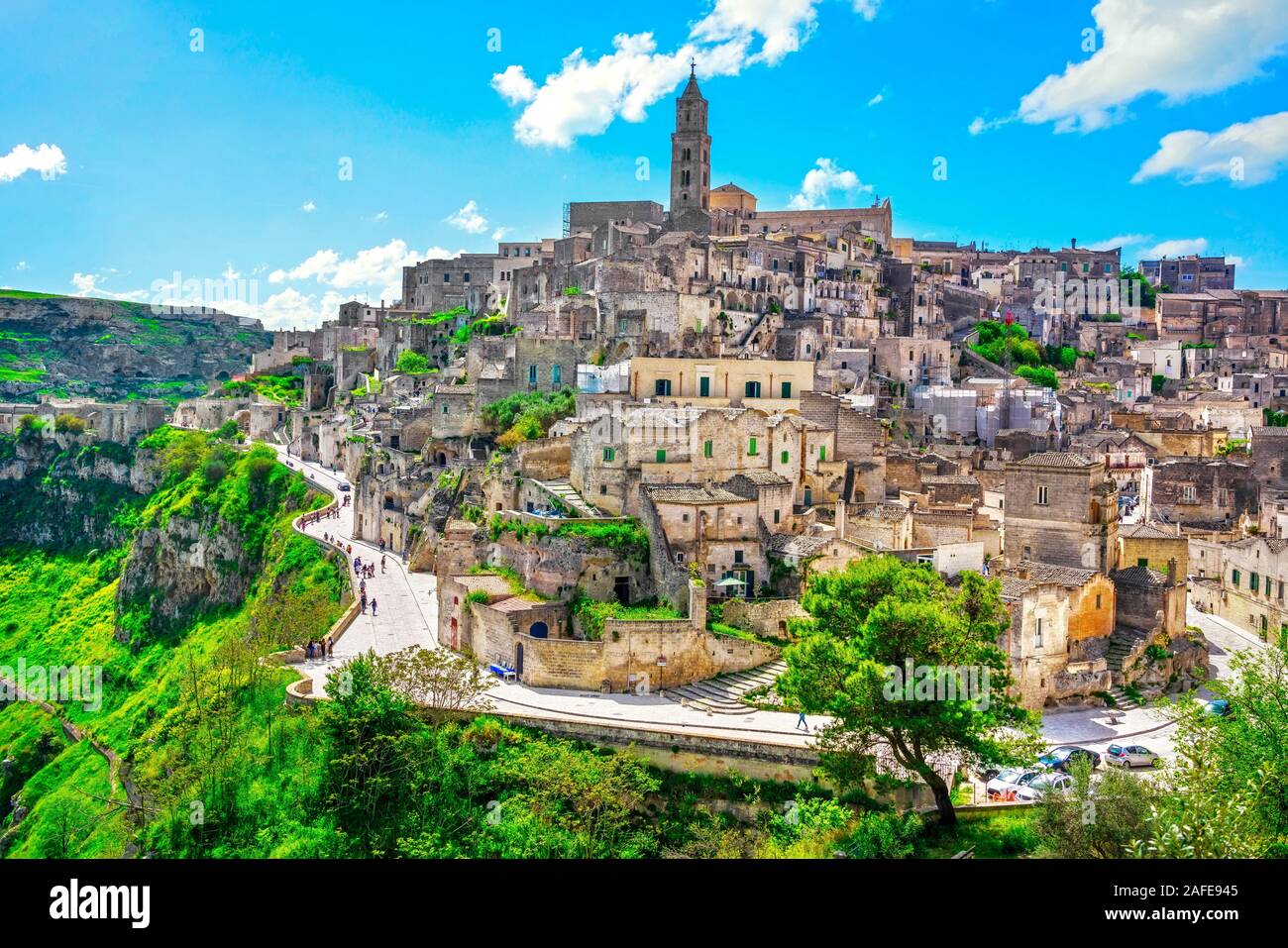 Matera ancient town i Sassi, Unesco world heritage site landmark. Basilicata, Italy, Europe Stock Photo