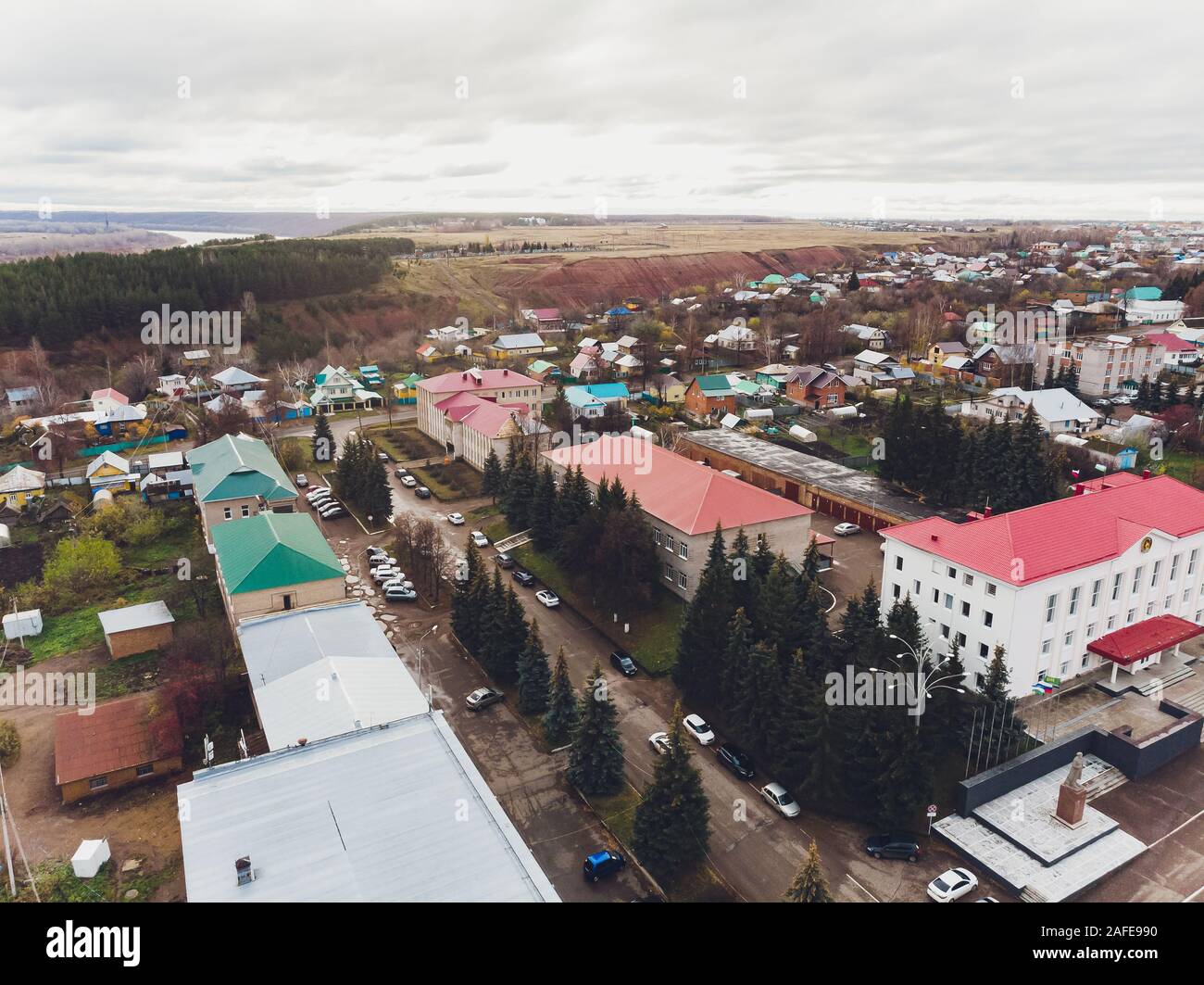 Dyurtyuli, Russia, 1 July, 2019: Dyurtyuli city in the Republic of Bashkortostan. View from a small town Stock Photo