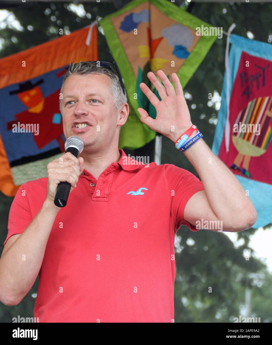 Luke Pollard MP for Plymouth Sutton and Devonport speaks at Stoke Funday and Carnival held on 21st July 19. Plymouth Stock Photo
