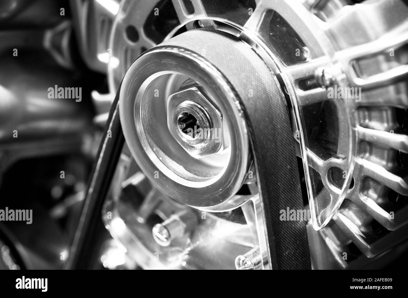 Internal combustion engine automotive, engine fragment close-up. Stock Photo