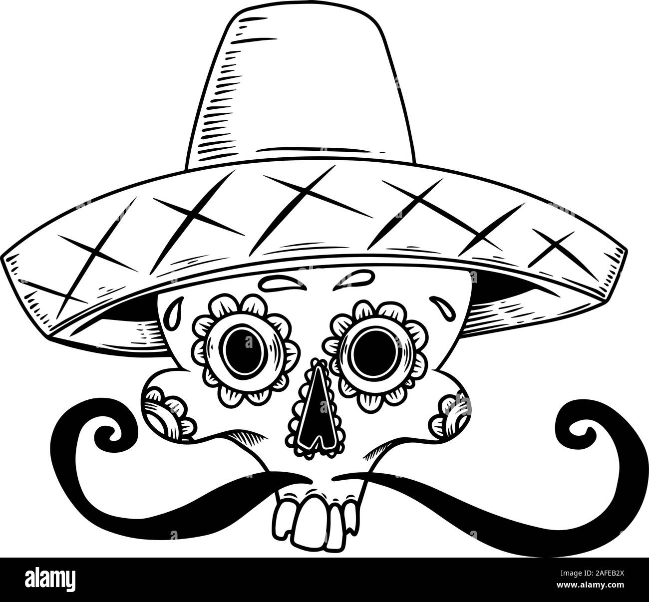 Mexican human skull sombrero hat Stock Vector Images - Alamy