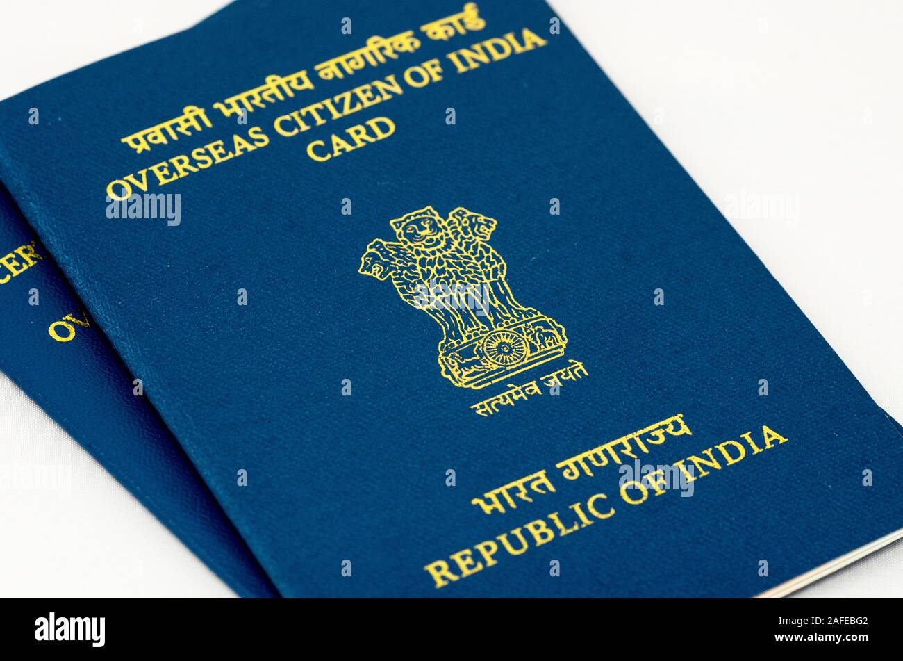 New Delhi, India - October 05 2019: Close up of Overseas Citizen of India identity card in New Delhi, India Stock Photo
