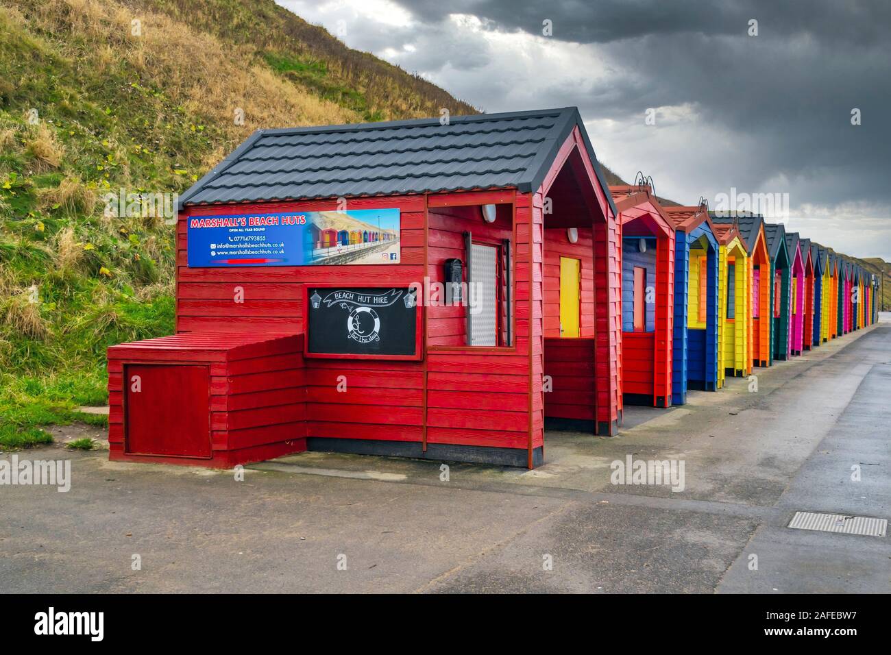 saltburn by the sea beach hut high resolution stock photography and images alamy