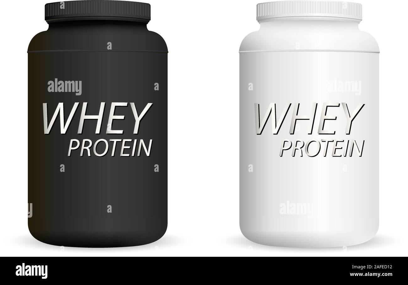 Download Whey Protein Black And White Bottles Set Sports Nutrition Jar Mockup Ready For Your Design Realistic Vector Illustration Stock Vector Image Art Alamy