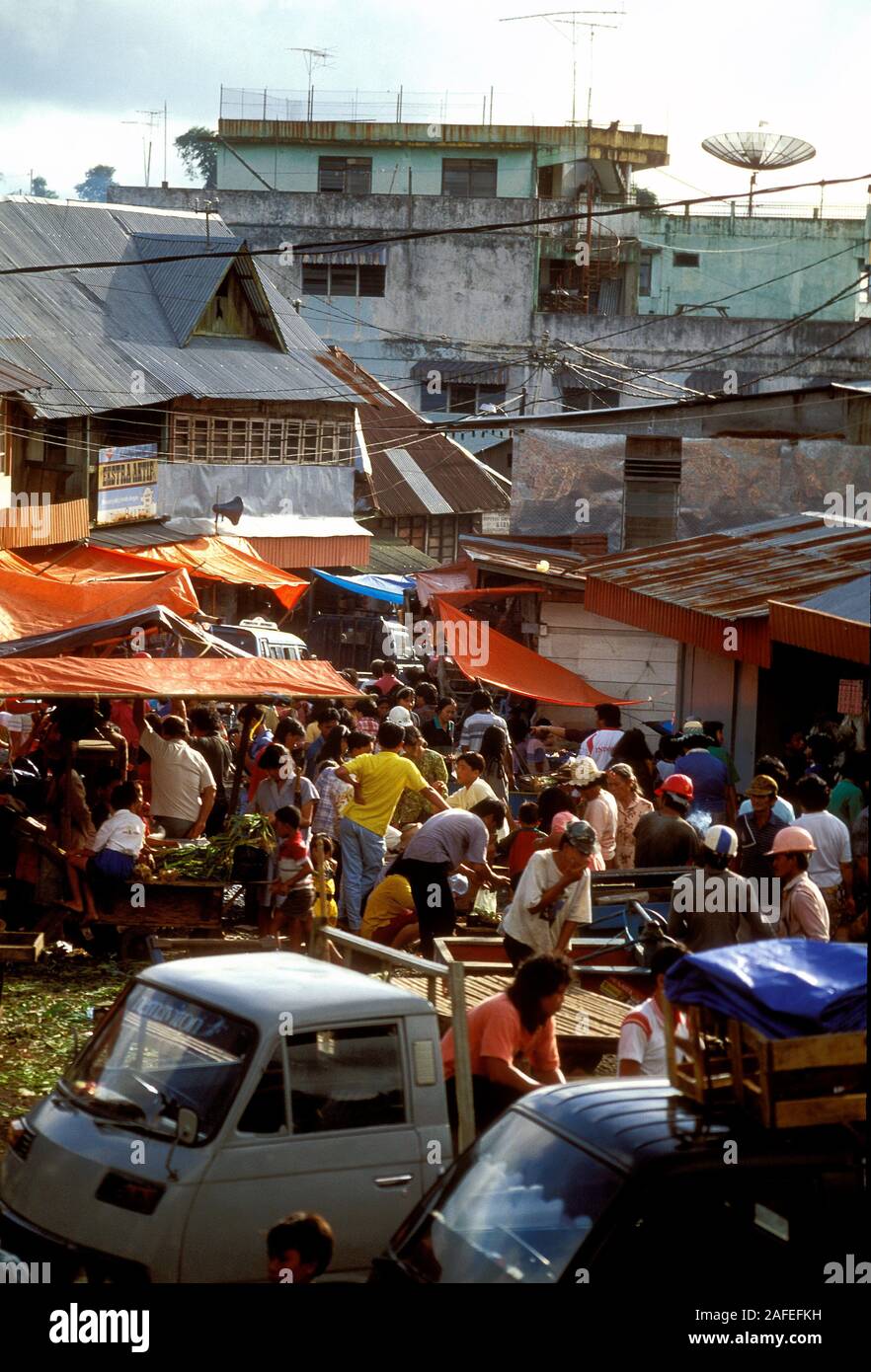 Market in the village Tomohon close to Manado, North Sulawesi, Indonesia. Stock Photo