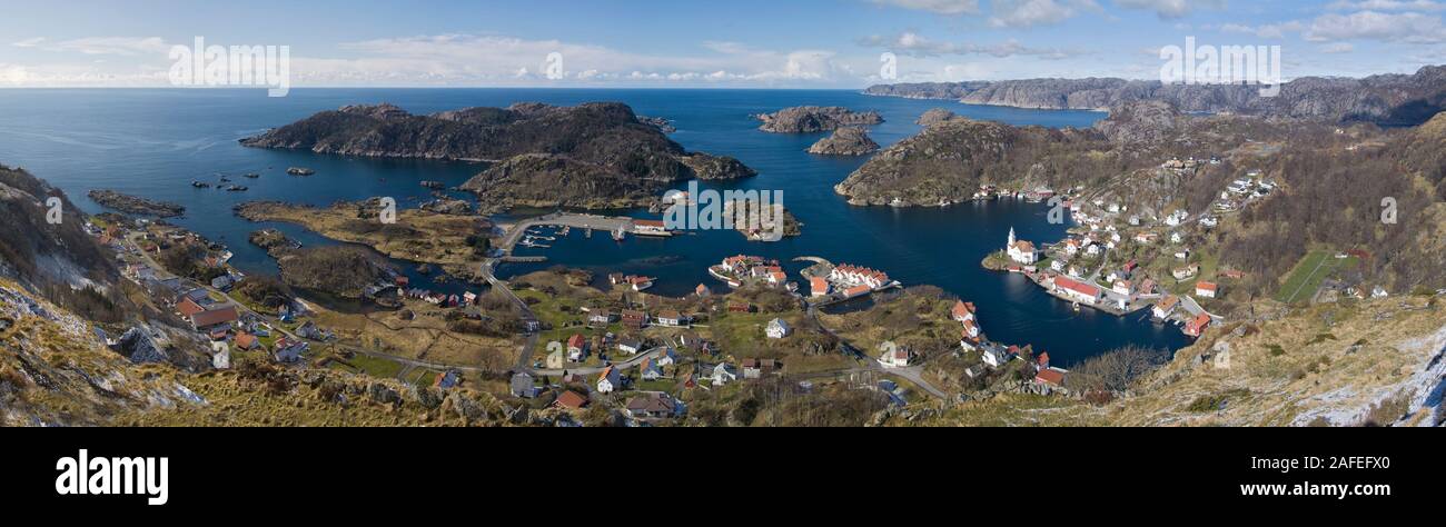 Overlooking the village of Kirkehamn on the island of Hidra in Vest-Agder, Norway. Stock Photo
