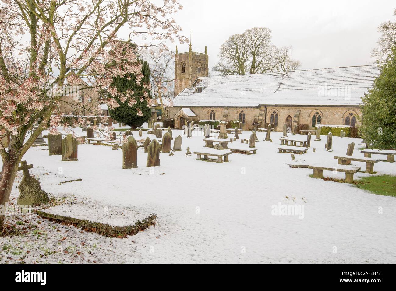 St Mary's in the snow Stock Photo