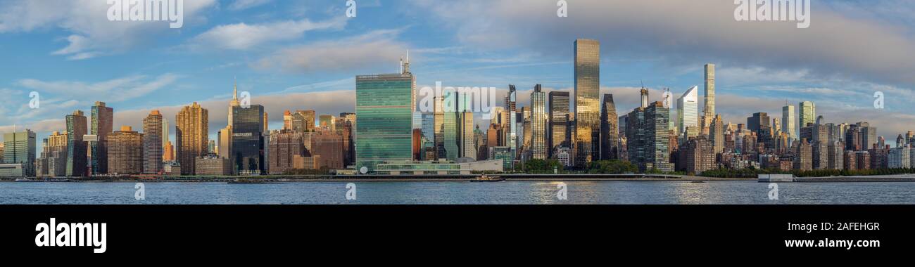 View of the East Side of Manhattan skyline from Long Island City in the morning. Stock Photo