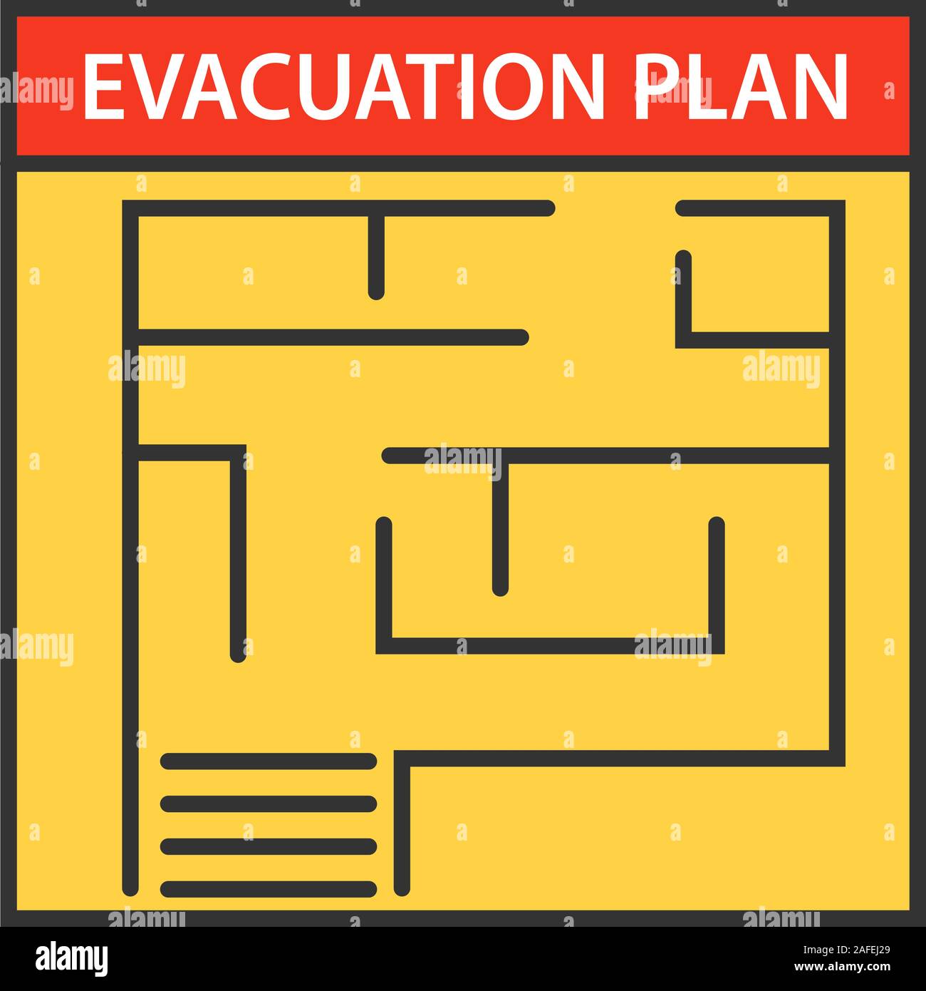 Evacuation plan color icon. Fire escape plan. Isolated vector illustration Stock Vector Image
